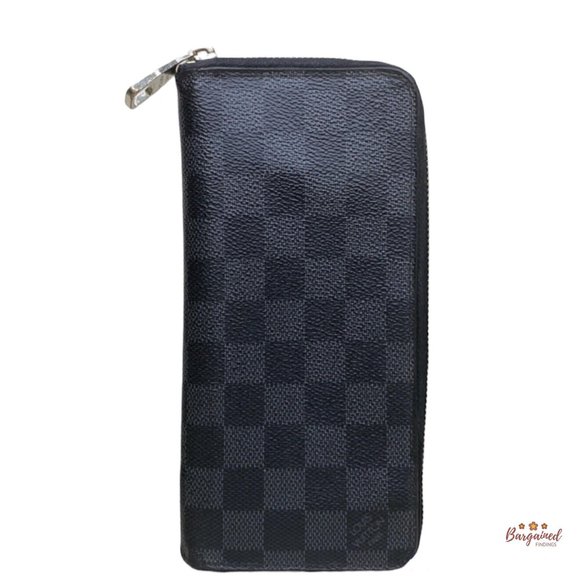 Authentic Louis Vuitton Damier Graphite Canvas Zip-Around Vertical Wallet CA4115 - Picture 3 of 12